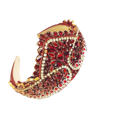 复古红色水晶发箍高级感皇冠发卡