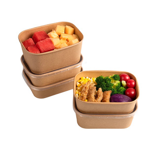 一次性快餐盒打包饭食品级外卖火鸡面水果牛皮纸可微波长方形带盖