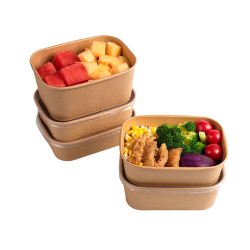 一次性快餐盒打包饭食品级外卖火鸡面水果牛皮纸可微波长方形带盖