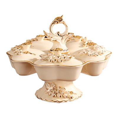欧式果盘陶瓷糖果盒茶几摆件高档