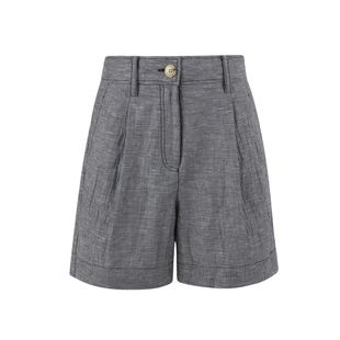 IIIVIVINIKO“日本进口色织亚麻”小A工装短裤子女M320841175F