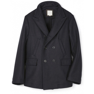 高端80羊毛麦尔登美式复古海军呢大衣pea coat男士冬邦德同款外套