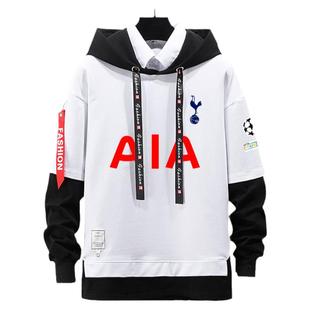 23-24赛季热刺队服足球衣服假两件连帽卫衣男女带帽子外套