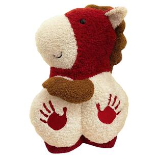 马年吉祥物毛绒玩具玩偶创意拍马屁抱枕可爱红色小马公仔新年礼物