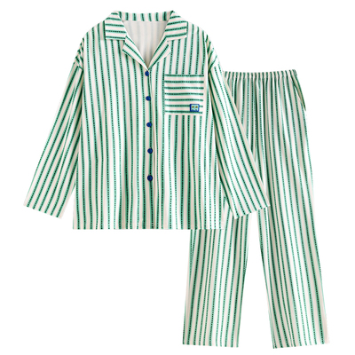 睡衣女春秋莫代尔棉绿色时尚外穿