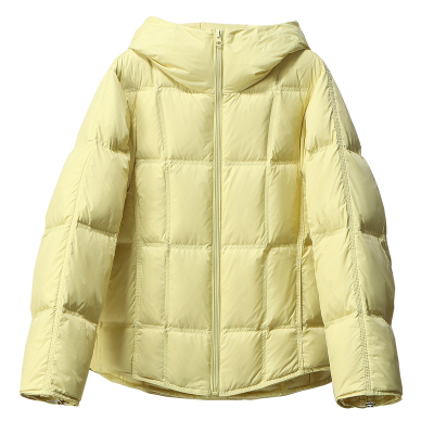 2025秋冬新款轻薄羽绒服女短款连帽泡芙宽松方格豆腐块学生面包服