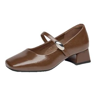 戈美其商场同款粗跟单鞋女中跟2025新款通勤百搭配裙子玛丽珍女鞋