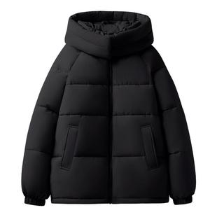 班尼路连帽棉服女2026新款冬季厚外套保暖百搭好看黑色棉衣棉袄M