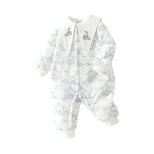 女宝宝婴儿衣服秋冬季夹棉连体衣260g加棉加厚外出服可爱哈衣爬服