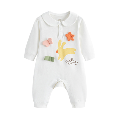 女宝宝娃娃领连体衣春秋外穿爬服