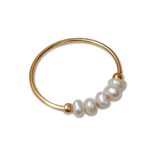 不掉色精致细圈戒指天然淡水小珍珠戒指小众设计独特感小尾戒环女