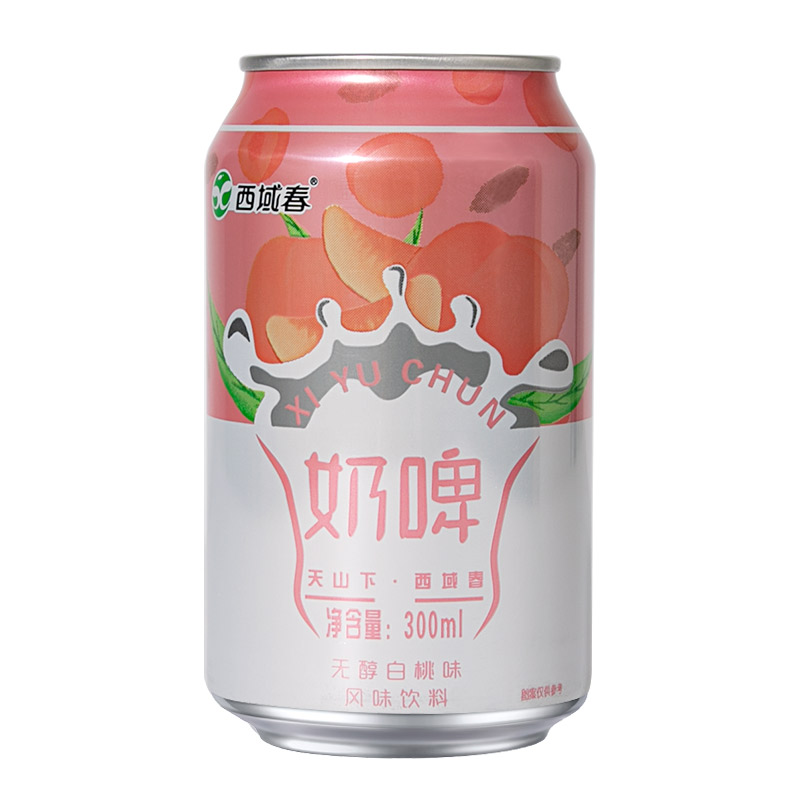 新疆西域春白桃奶啤300ml罐含乳饮料