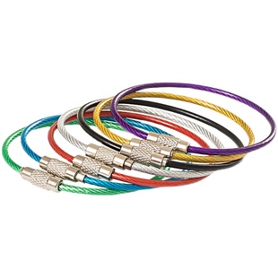 彩色PVC不锈钢钢丝圈钥匙扣螺纹锁圈 钥匙环 多用途吊牌挂圈挂扣