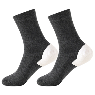 防裂袜子男防裂脚防脚后跟干裂开裂冻裂中筒袜纯黑棉袜防足裂神器