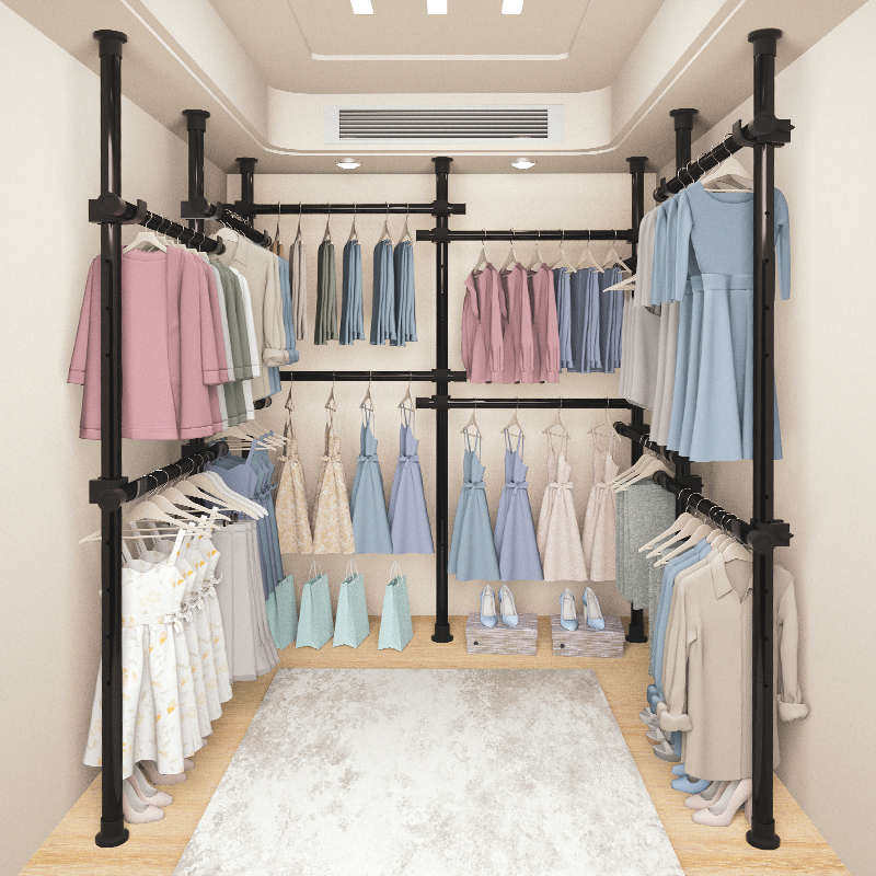 顶天立地晾衣架落地卧室内家用挂衣架伸缩晾衣杆衣帽架凉晒置衣架