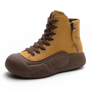 高帮老爹鞋女款加绒2025秋冬爆款休闲女士丑萌不累脚厚底运动旅游