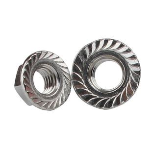 法兰面螺母公英制原GB6177镀锌六角细牙带齿防滑发黑8级防松螺母