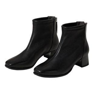 BROSMANN宝舒曼真皮靴子女2026新款春季粗跟短靴防滑靴子工装女鞋