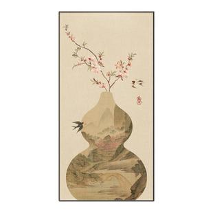 桃源图新中式玄关装饰画入户门走廊过道挂画宋代美学禅意茶室壁画