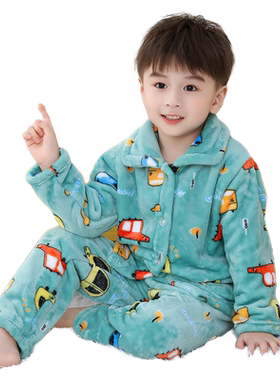 秋冬季卡通儿童法兰绒睡衣家居服