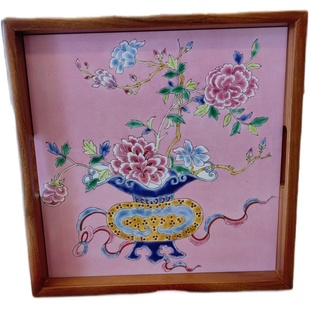 彩色多巴胺托盘高两河手绘陶瓷板画茶盘新中式少女仙女送礼物乔迁