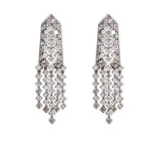 CrayonX几何方块流苏耳环女时尚轻盈空气感气质复古设计长款耳饰