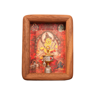 藏式唐卡财神摆台小相框入户玄关桌面客厅摆件乔迁过新婚装饰礼物