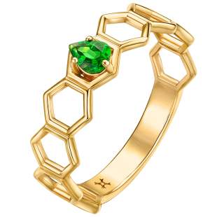 【门店同款】CIRCLE珠宝蜂巢系列天然沙弗莱石18K金绿宝石戒指女