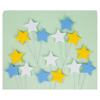 EVA彩色五角星生日蛋糕装饰插件派对甜品台卡通星星纸杯烘焙插牌