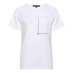 COLIN WANG-静待夏至|意大利进口长绒棉BC风设计感口袋珠链白T恤