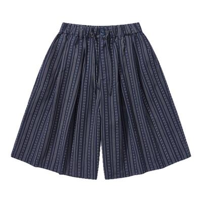TIRES 25SS日系复古条纹阔腿八分裤 宽松休闲百搭中裤七分裤男女