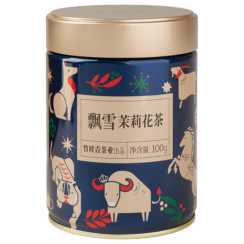竹叶青品味牌茶叶飘雪川派茉莉花茶(一级)100g罐装口粮茶自己喝