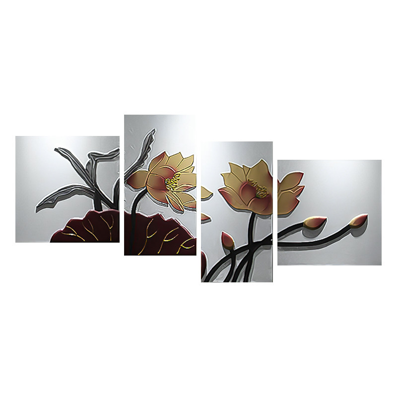 轻奢高档客厅立体荷花挂画浮雕画