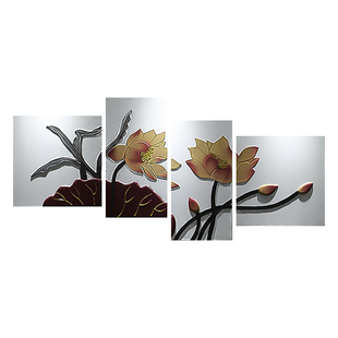 轻奢高档客厅立体荷花挂画沙发背景墙装饰画现代简约大气浮雕壁画