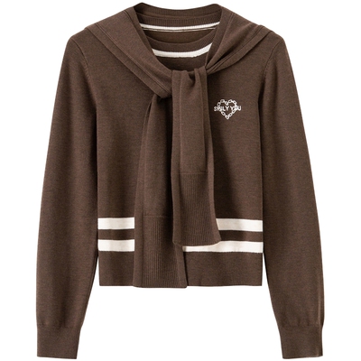 商场同款-BANANA BABY2026年春季新款绵羊毛学院风披肩针织两件套