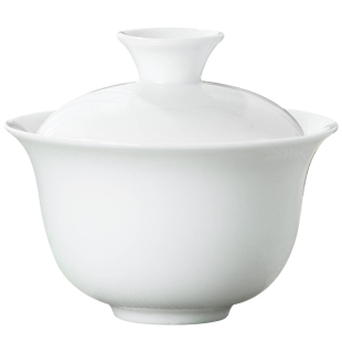 高白瓷二才盖碗茶备敬茶碗简约功夫茶具家用泡茶器手抓壶LOGO定制