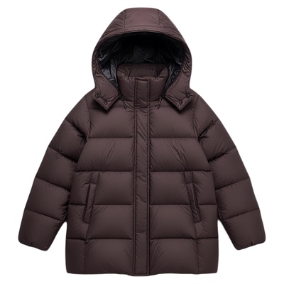 连帽中长款白鸭绒加厚羽绒服女