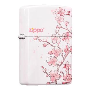 zippo打火机正品 彩印十里桃花防风煤油送男士生日礼物女生高颜值