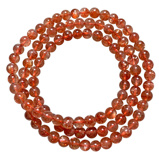 天然爆闪金太阳三圈手链云母片橙日光石水晶多圈手串男女饰品情侣