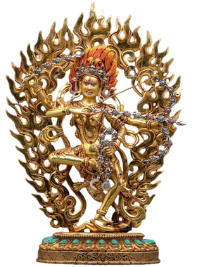作明佛母佛像尼泊尔密宗纯铜鎏金