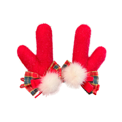 儿童红色蝴蝶结麋鹿角发箍