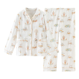 欢喜小熊产妇月子服套装孕妇春秋家居服送帽子抗菌防螨喂奶哺乳衣