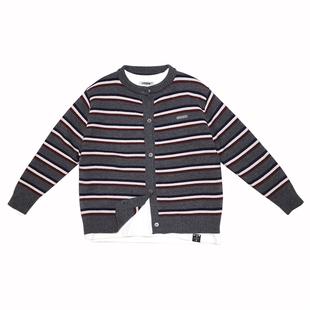 啦芙莱童装2025秋季新款男女童韩版洋气条纹针织开衫毛衣外套3620