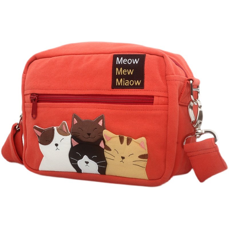 日本设计kine猫纯棉四只拉链拼布