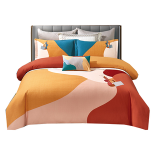 全棉磨毛四件套春秋冬季亲肤纯棉加厚轻奢高级感床上用品床单被套