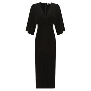 [小黑裙]DVF度假哑光针织黑色中袖长款连衣裙MR47E00