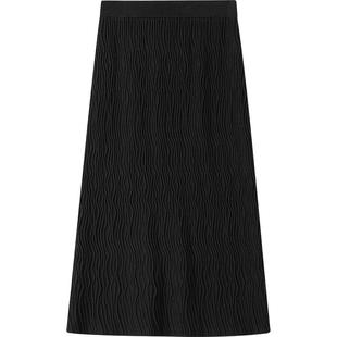 【羊毛】播商场同款肌理感针织半裙女24冬新款直筒半裙BDR4BD3866