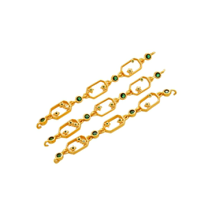 18K包金保色哑金锆石镶钻长方三连串吊坠diy手链项链接串吊饰配件