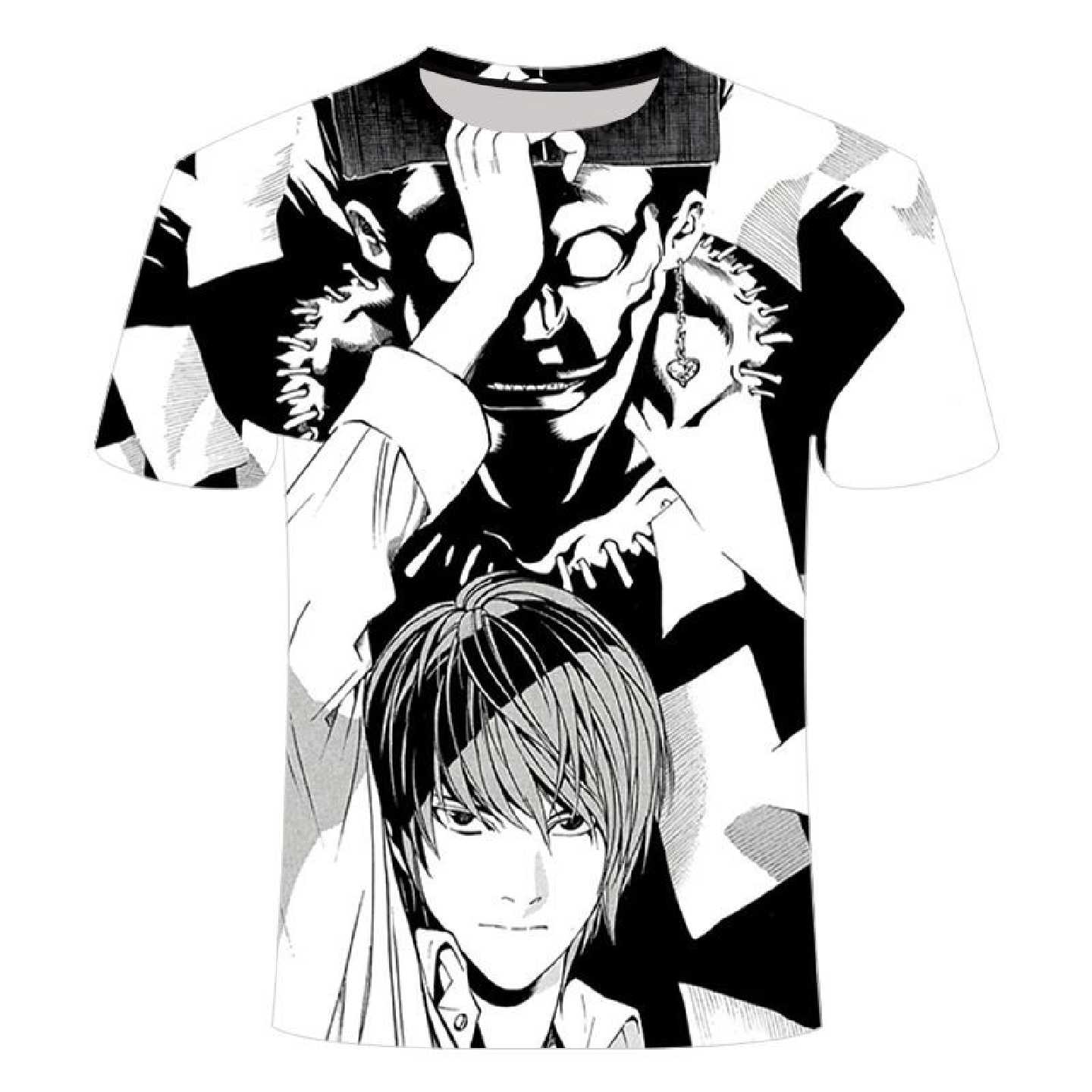 死亡笔记 夜神月黑色T恤衣服周边夏季3D印花短袖学生服装