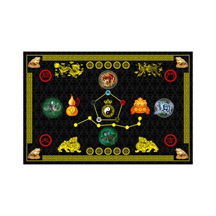 五帝钱七星地垫聚宝盆土黄色入户门九运八卦图案过门垫绿蓝红脚垫